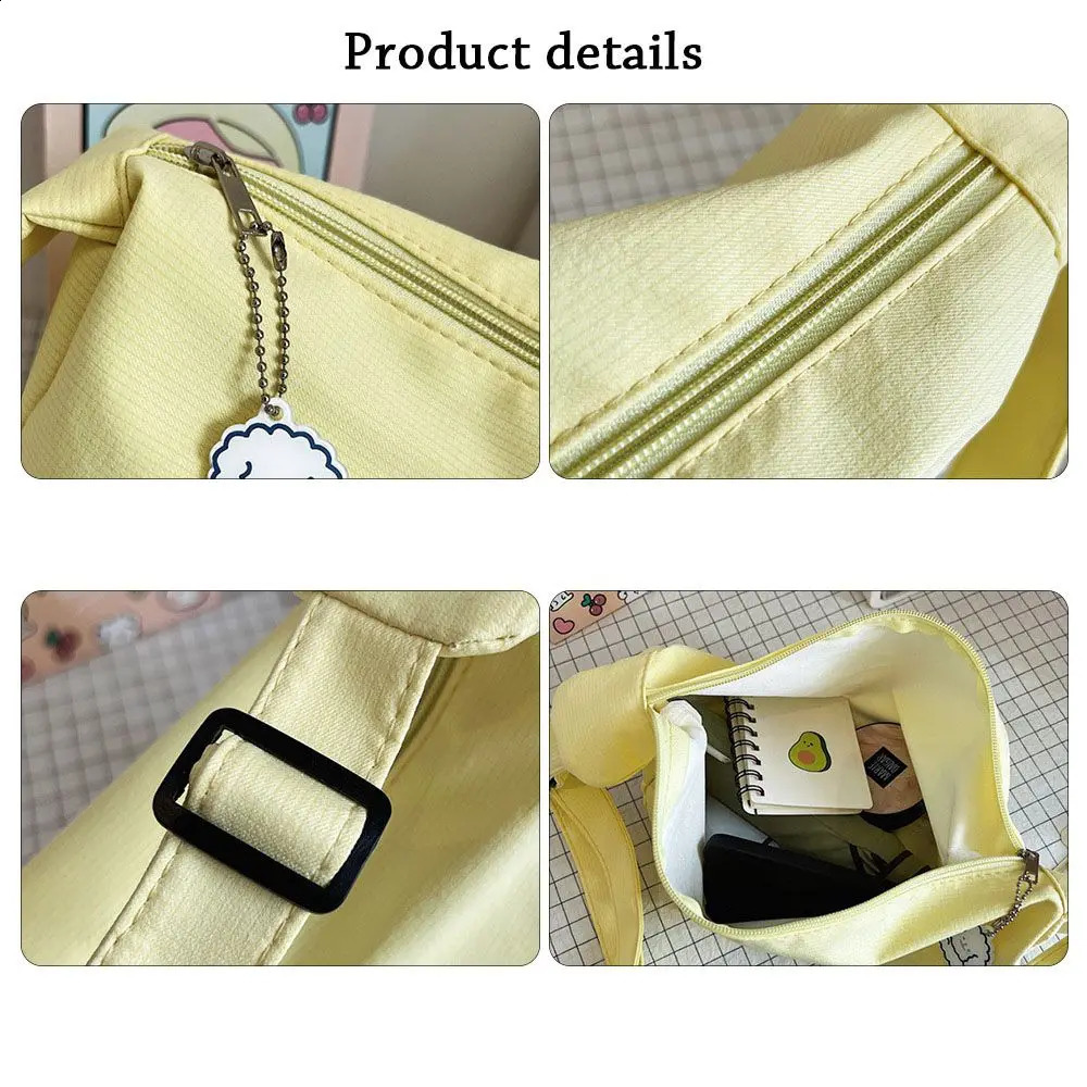 Women Canvas Shoulder Bag Zipper Handbag Large Capacity Travel Sport Crossbody Bags 240810Z