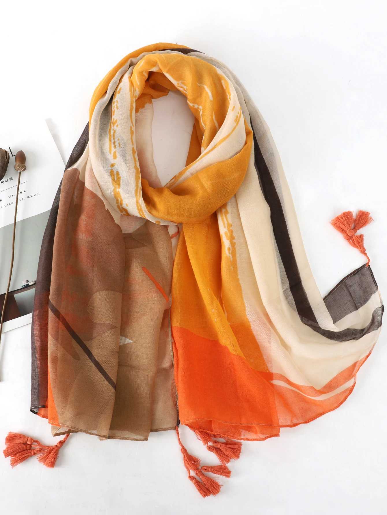 Luxury brand 2022 autumn and winter womens beach shawl cotton womens fashionable floral scarf Bandana Pashmina packaging headscarf muffler W240810