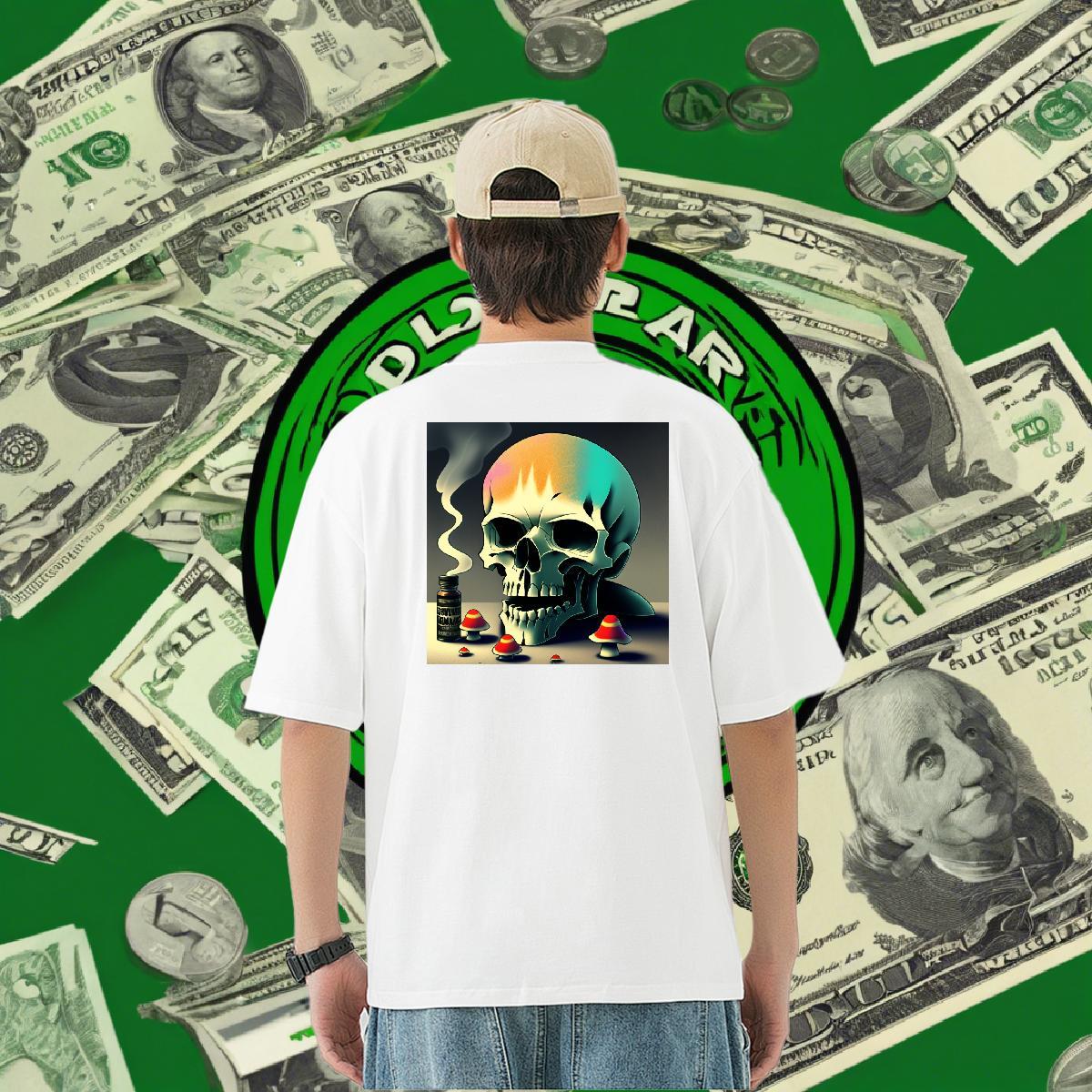 2024 T Shirts Men skull Tees Shirts 230g Cotton High Street Hip Hop Unisex Skull Breathable Couples T Shirts