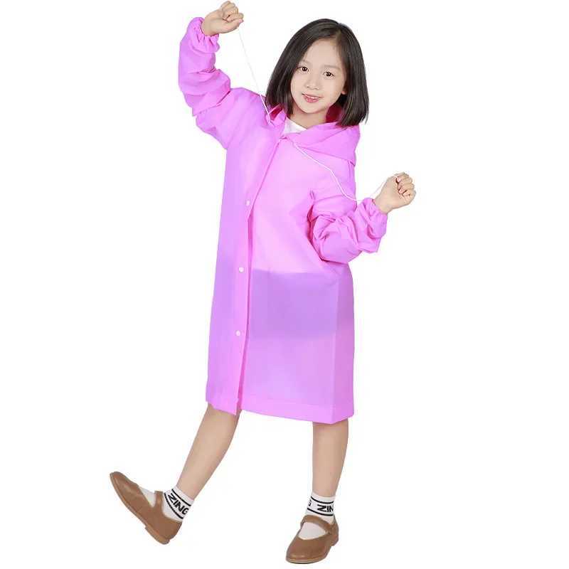 EVA Thickened Children Raincoat Reusable Transparent Fashion Rainwear Hooded Rain Coat Girl And Boy Outdoor Tour Cute Raincoat Y240813