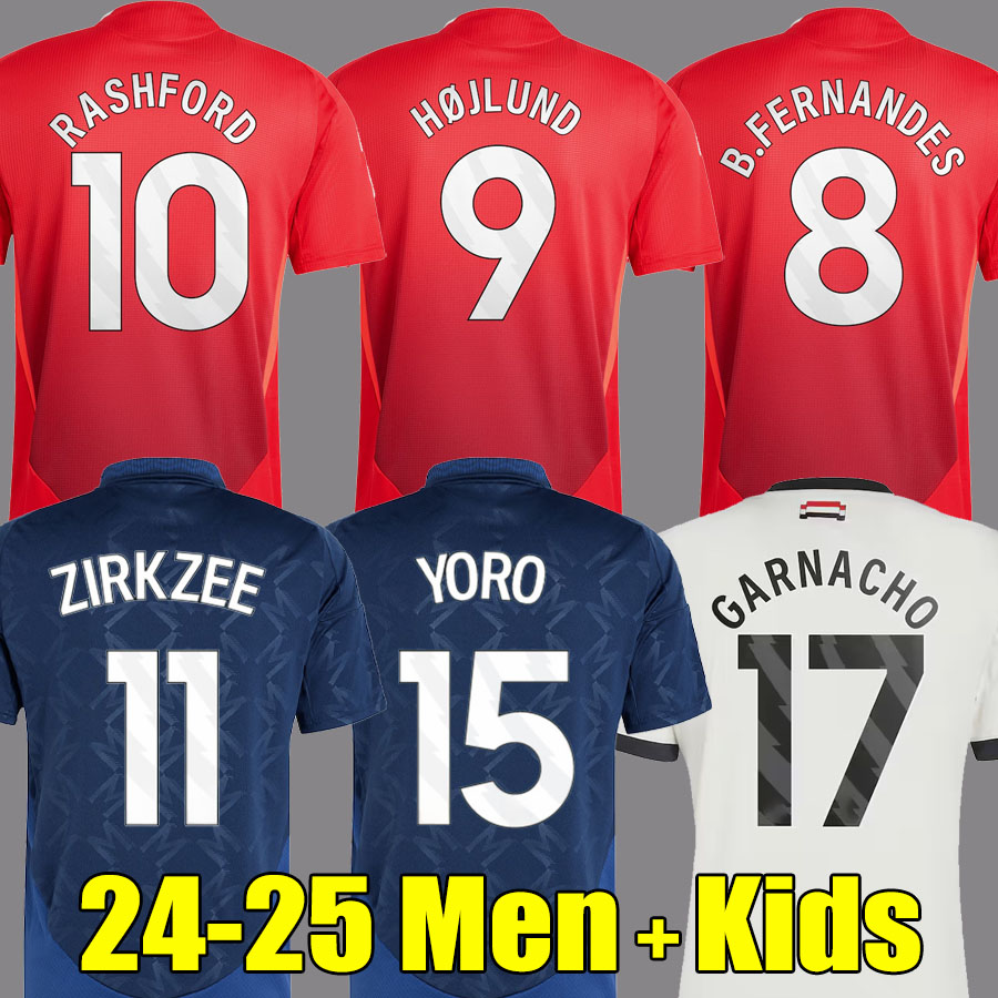 RASHFORD HOJLUND 25 26 soccer jerseys B. FERNANDES MAN GARNACHO UNTED MAINOO 2025 2026 CASEMIRO AMRABAT YORO ZIRKZEE MOUNT men kids football kit shirts