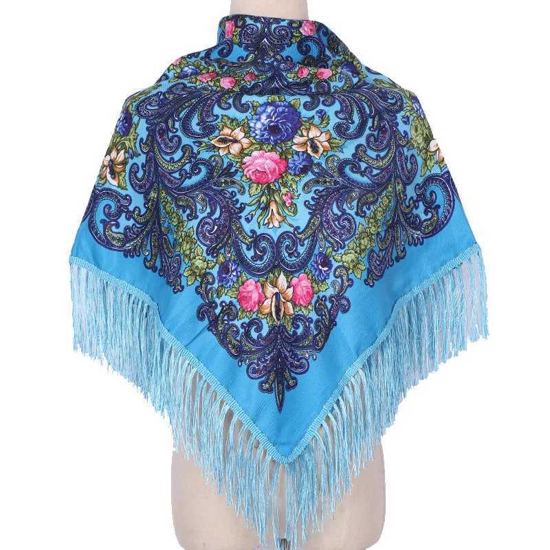 New Bohemian shawl womens autumn/winter printed warm shawl with Muslim headscarf style square shawl W240810