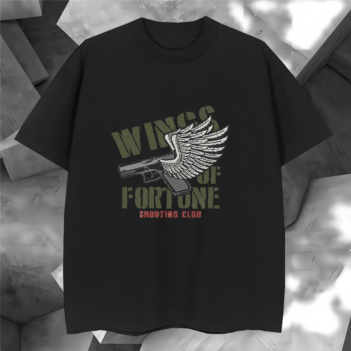 Classic Men T Shirts gun Breathable Short Sleeve Home Outdoor Custom Printed 230g Pure Cotton Men Tshirts Fashion Casual Tee Shirt