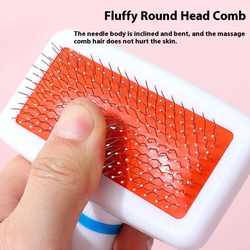 Pet Lovers' Choice: Lightweight White Rubber Grip Handled Airbag Brush for Gentle Detangling of Canine Coats