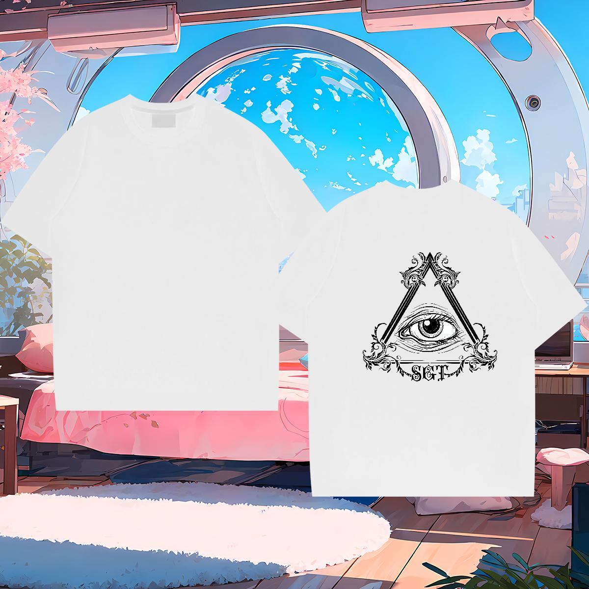 2024 DIY T shirt eye of the devil Wear 100% Cotton 230g Anime Printing Street Free Shipping DIY Printed Pure Cotton Mens Tshirts