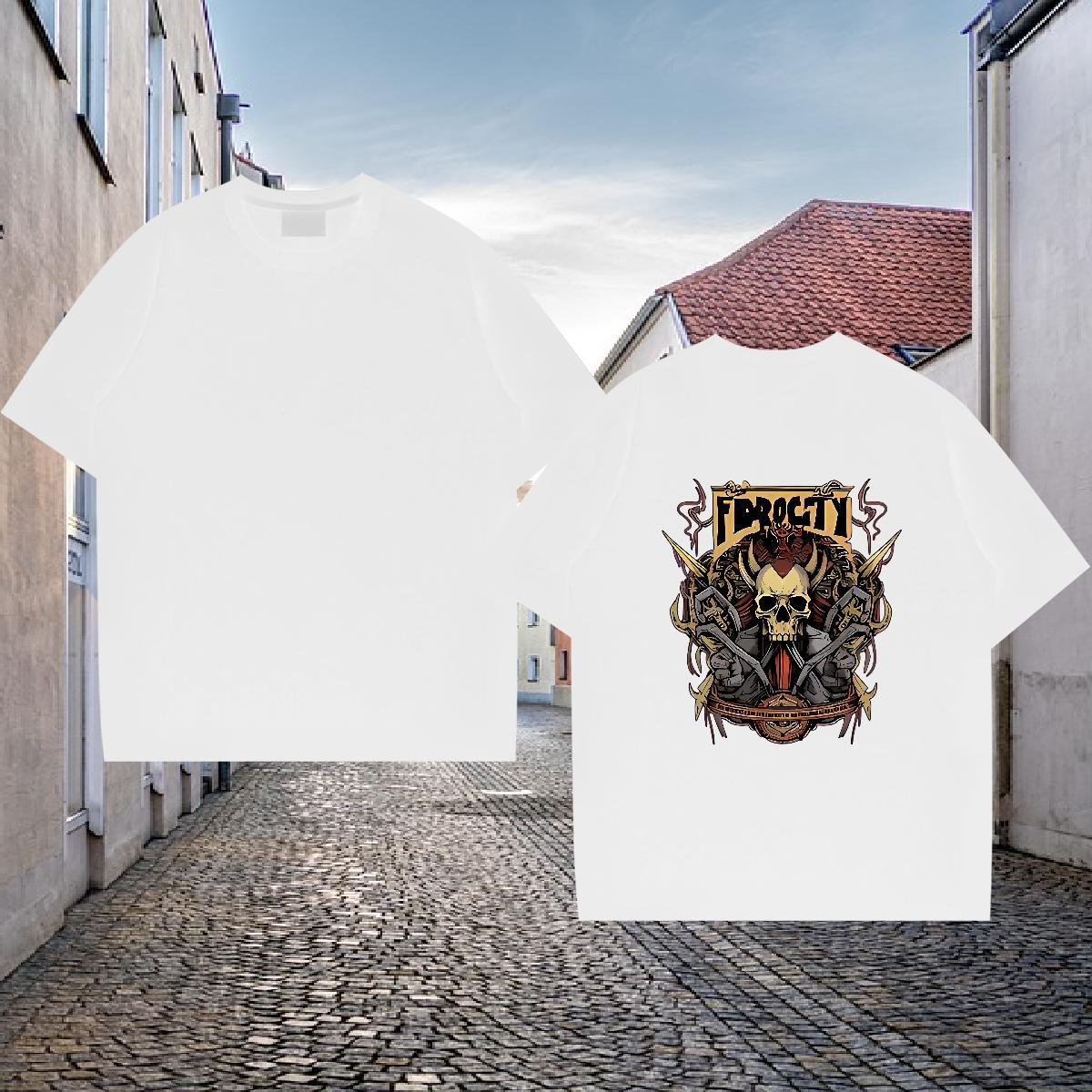 DIY Customized T-Shirts skull Tees Shirts 230g Cotton Anime Printing Street Classic Skull Breathable Short Sleeve Men Clothes T-Shirt