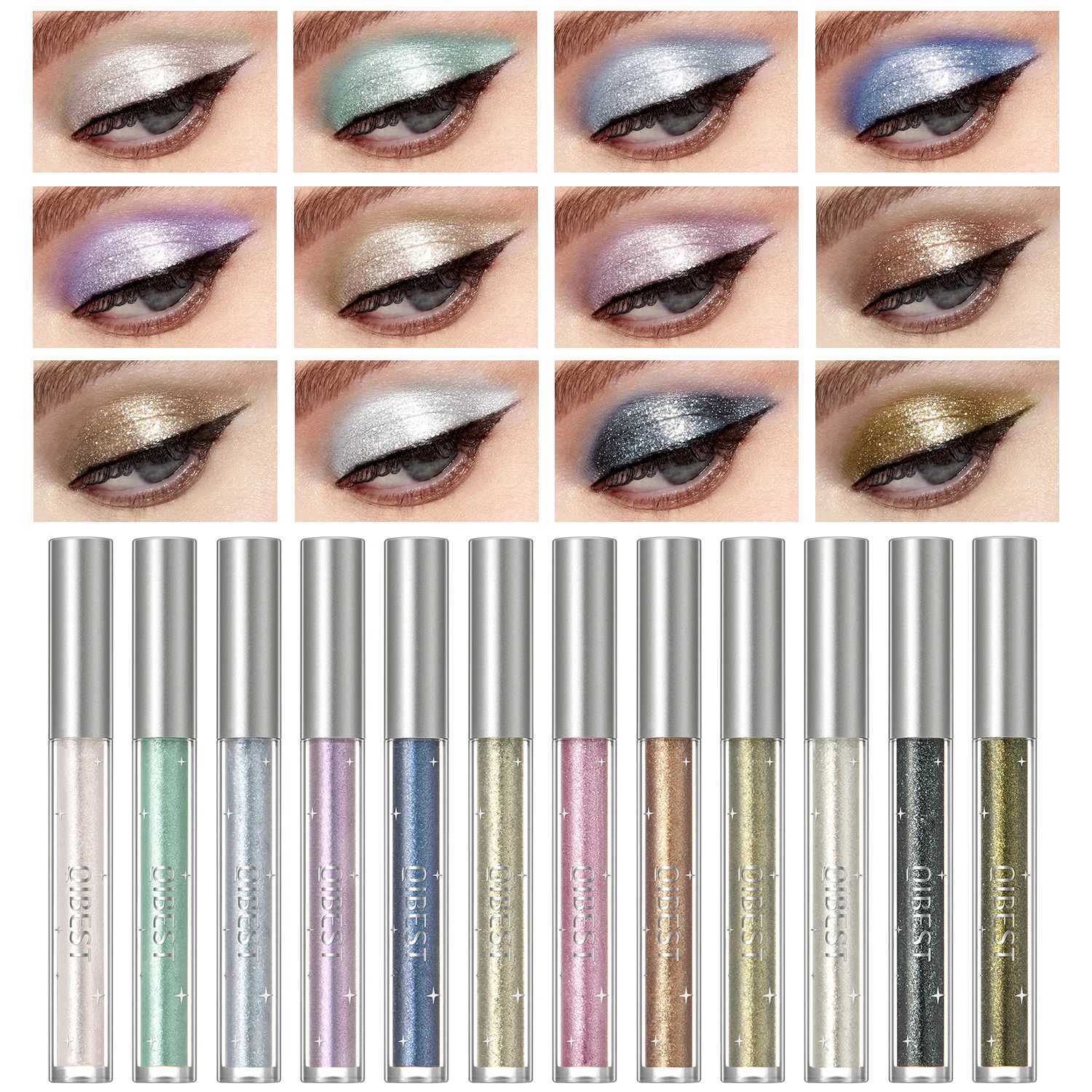 QIBEST liquid eye shadow shimmer durable liquid eyeliner pendant high gloss easy to wear shimmer eye makeupW241212