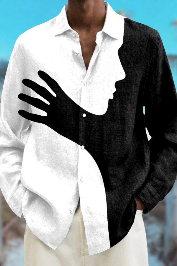 Spring Autumn Fashion Abstract 3D Printed Long Sleeved Shirt Holiday Party Top Men Clothing Large Tshirt Harajuku Camissa 240810