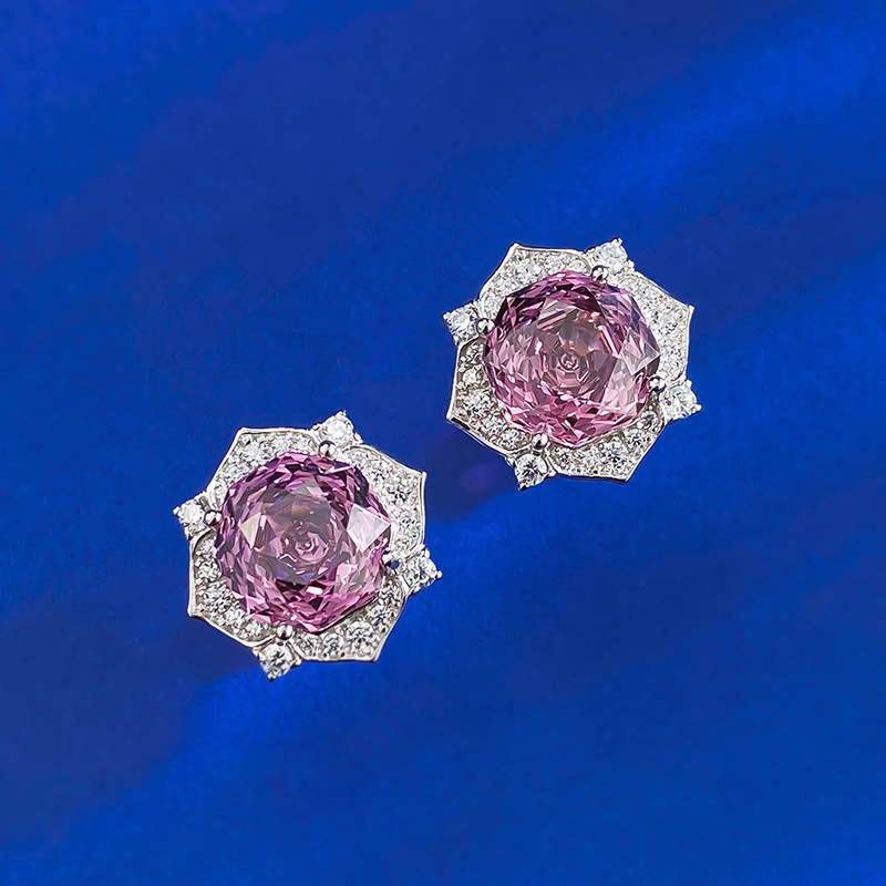 Amethyst Stud Earrings Sterg Sier Handmade Purple Millennium Cut | Gift for Women