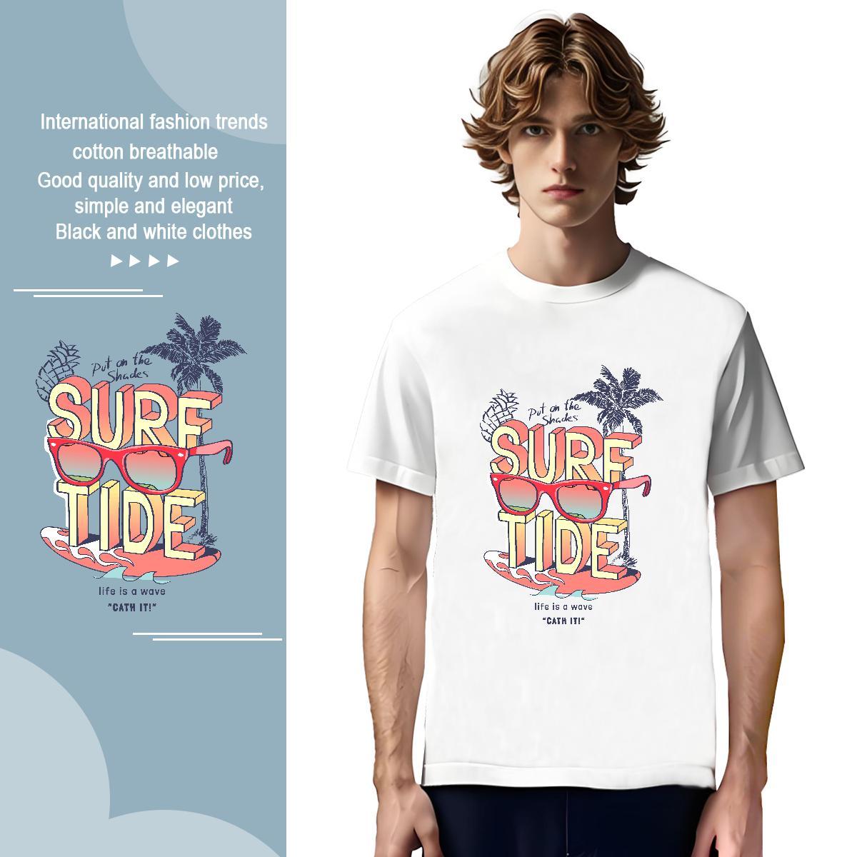 Loose Men Clothes T-Shirt letter 100% Cotton 230g Summer Casual Breathable Short Sleeve T-Shirts Cartoon Printing L-4XL Customized Top Tees