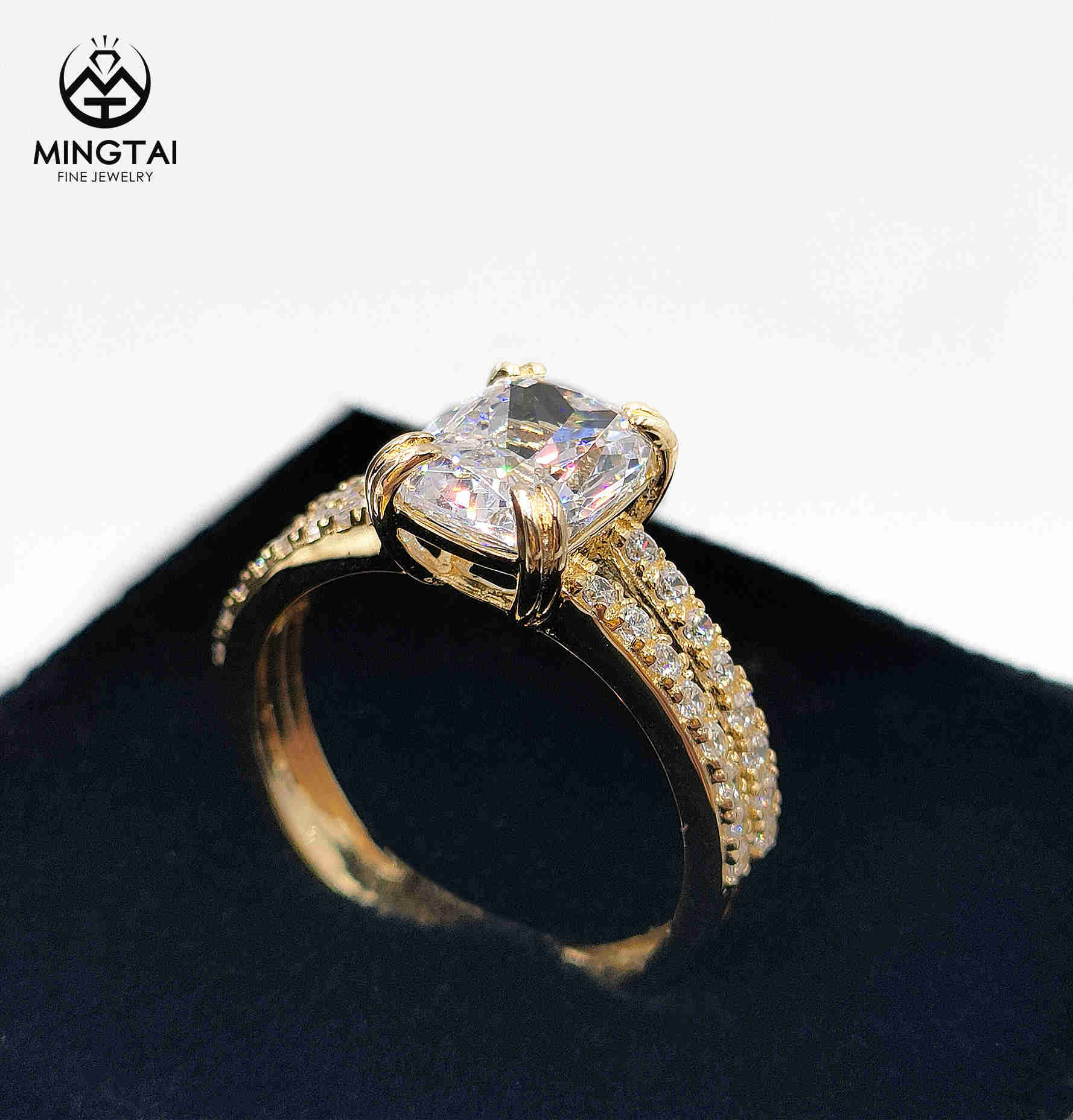 Rose gold moissanite 14k diamond ring real white gold engagement rings for women