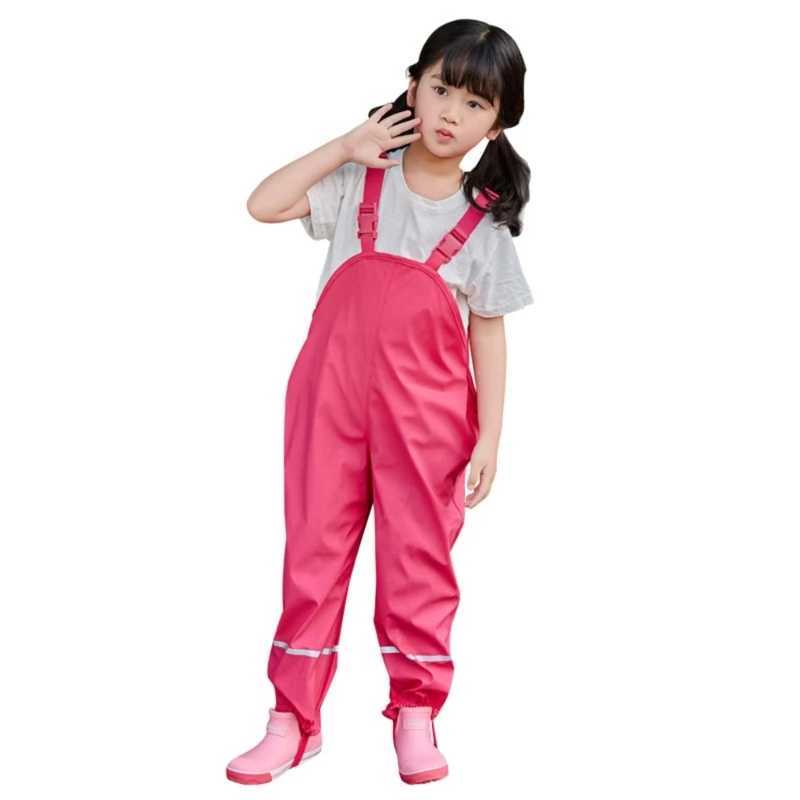 Children Pu Overall Rain Pants Waterproof Adjustable Raining Pants Supplies for Spring School Student Clothes Washable Y240810