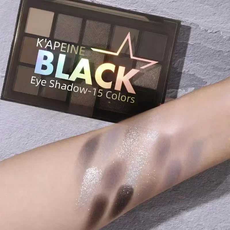15 Color eye shadow Palette Black Smokey Cool Tone eye shadow Metallic Matte Silver Grey Lasting eye shadow Party MakeupW241212