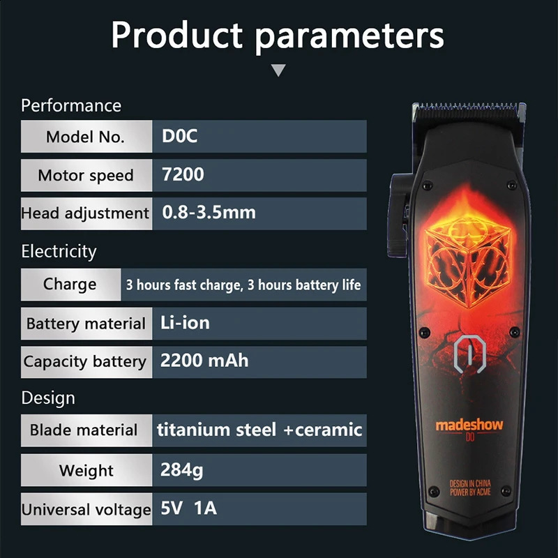 Professional Madeshow D0 M10 M11 Hair Clipper For Men Beard Trimmer Barber Bald head Clippers Hair Cutting Machine Cut T Blade 240806