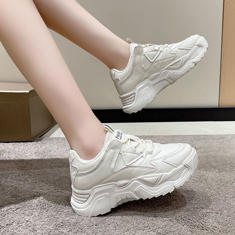Ddmysports Dad S Thick Sole Spring New Korean Version Casual Versatile Sponge Cake Student Women White Sports Shoes Outdoor Shoes