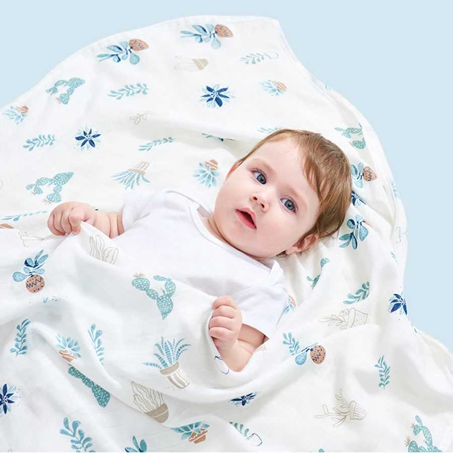 120x110cm baby flat patterned swaddle packaging bamboo cotton blanket cute soft printed baby bath towel double-layer Gaussian baby stroller coverW2408