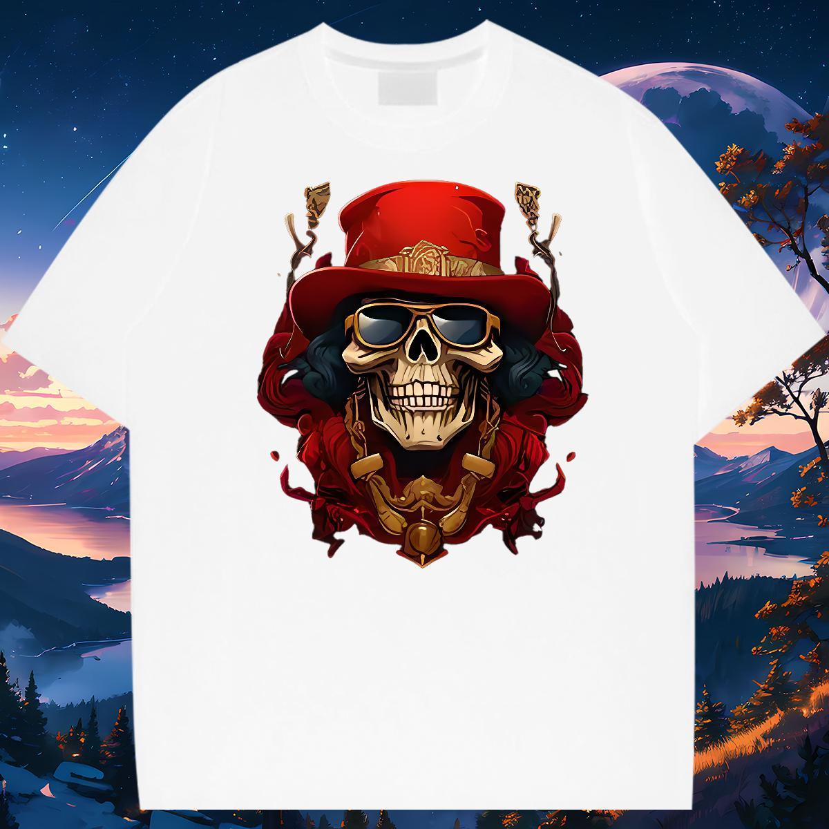 Classic T shirt skull Polos 230g Pure Cotton Casual Daily Wear Cool Design White Plus Size Crew Neck Breathable Tshirt for Man Woman