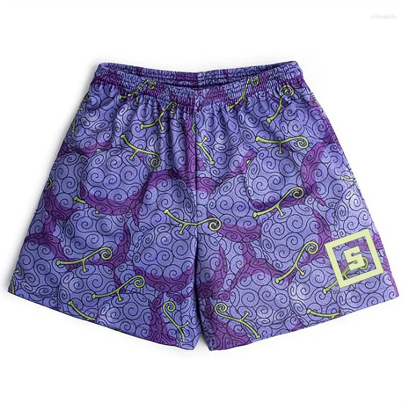 Men's Shorts Anime Devil Fruit 3D Print Manga Gym Fiess Mesh Quick Dry Sports Short Pants Breathable Summer Unisex