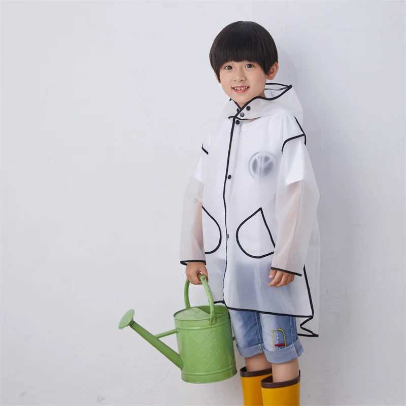Kids Children Raincoat Waterproof Rain Poncho Clear Transparent Kindergarten School Student Rainsuit Protective Poncho Covers Y240813