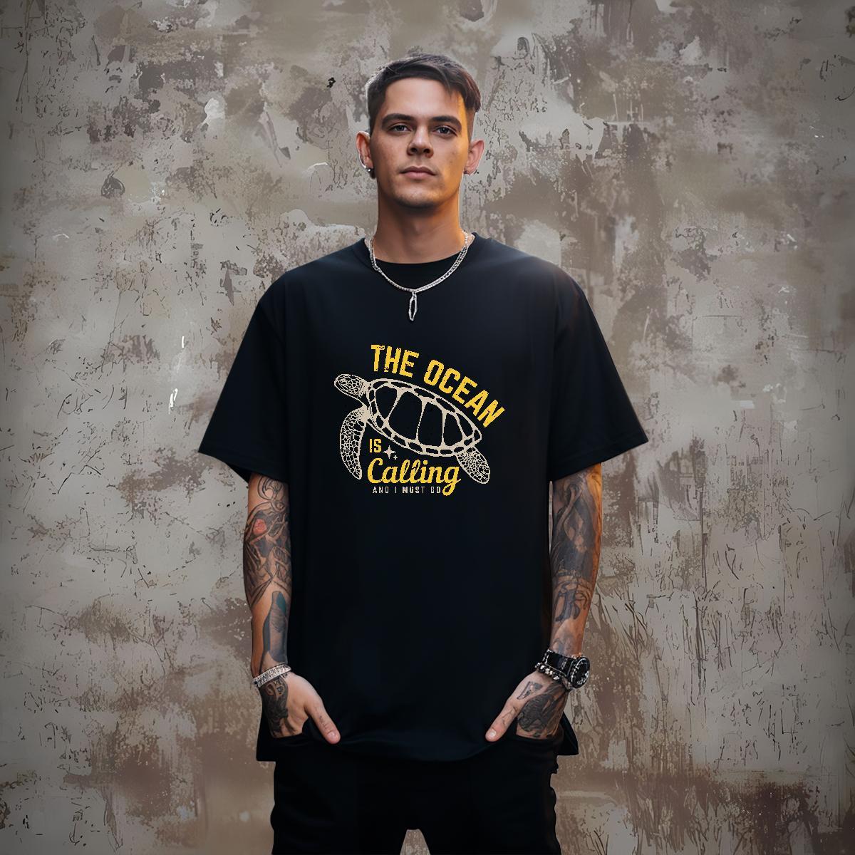 High Quality T Shirts Men Breathable Crew Neck Street Wear Floral Print 230g Pure Cotton Men Tees New Clothes