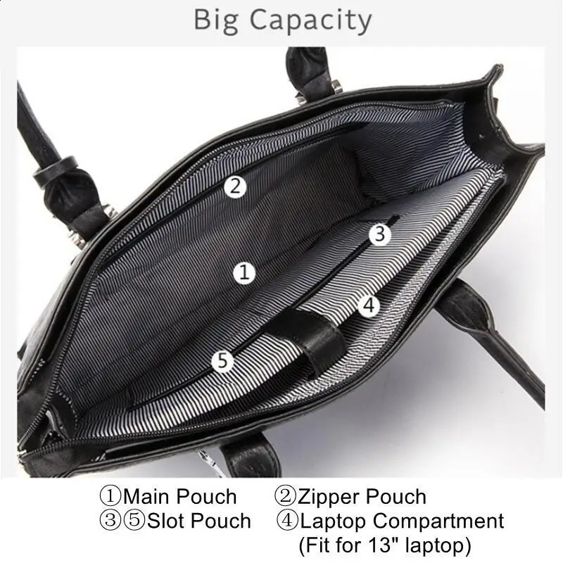 Leather briefcase for womens business laptop shoulder bag suitable 13 inch Hp Acer Dell Fashion Top Handbag women 240810