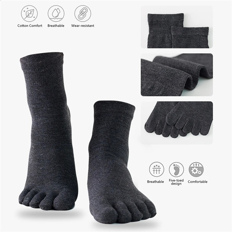 5pairs Unisex Men Women Toe Socks Cotton Five Finger Socks Running Breathable Sweat Deodorant Antibacterial Casual Sports Sock 240812