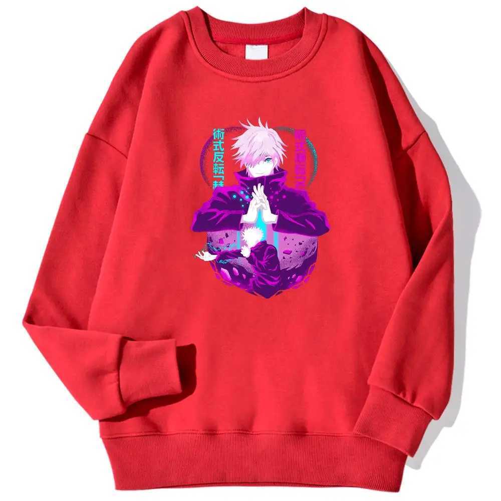 Jujutsu Kaisen Gojo Satoru prints zippers for mens autumn casual hoodies O-neck soft sports shirts street trends and streetwearW240724