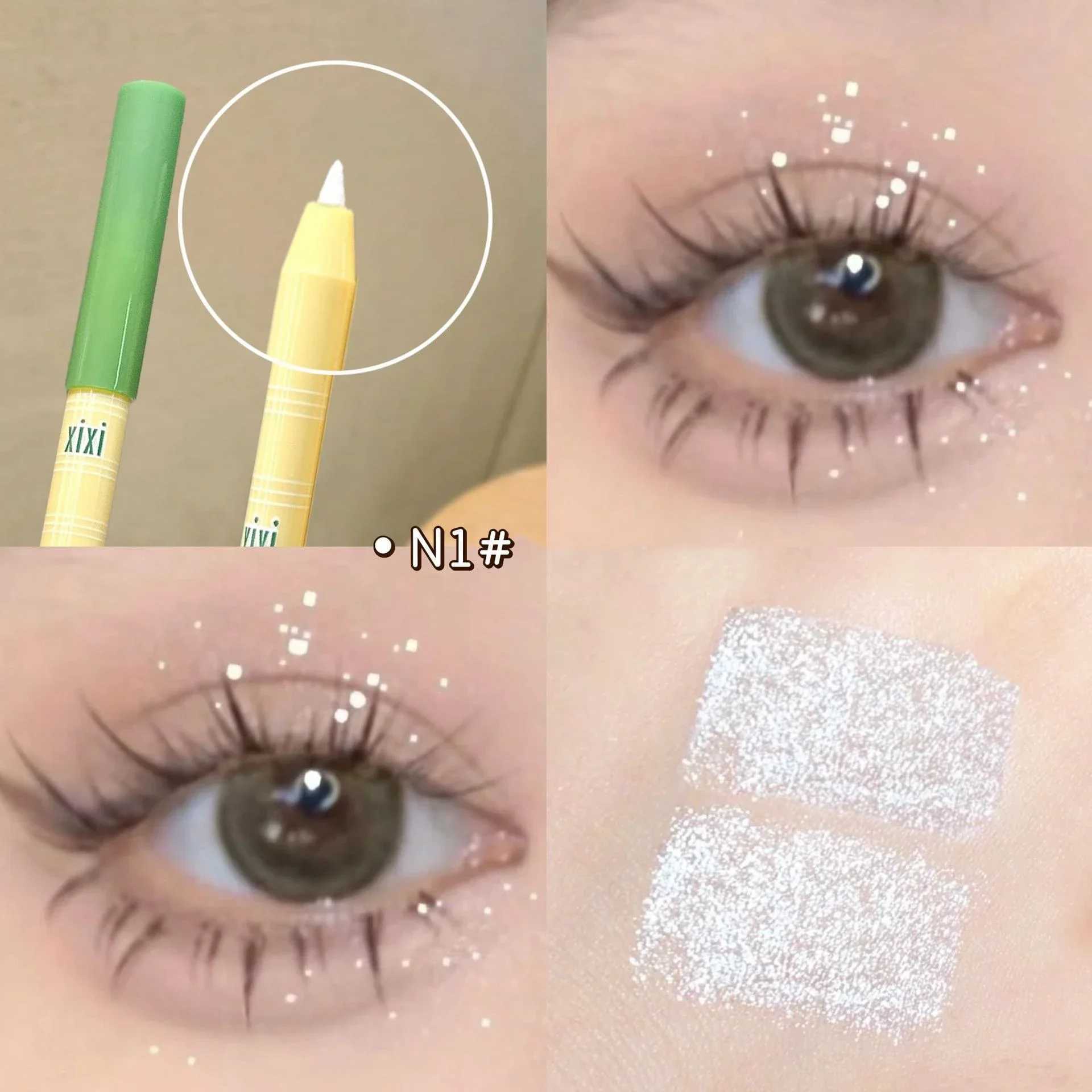 Glitter Lying Silkworm Pen Purple Nude Eyeshadow Eyeliner Gel Pen Shimmer Matte Brightening Highlighter Makeup with SharpenerCL240812