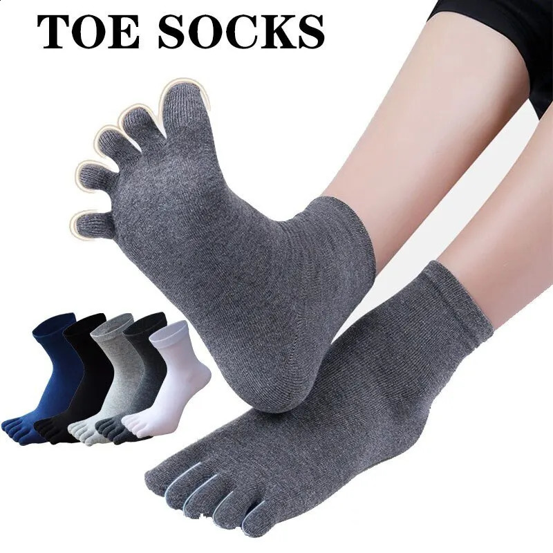 4 Pairs Mens Breathable Sweat Socks Toe Socks Novelty Socks Sports Socks 240812