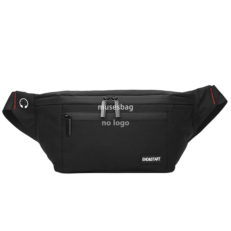 Waist pack single shoulder oblique cross backpack fashion brand men and women with black zipper light casual sports chest bag Japanese