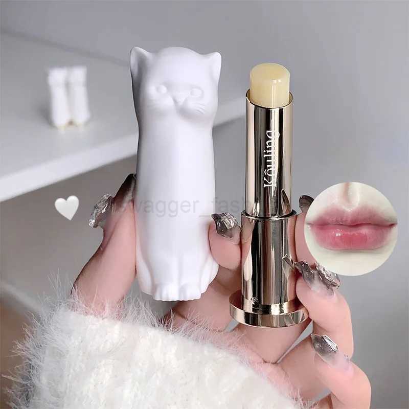 Long Term Moisturizing Cat Lip Balm Lasting Nourishing Colorless Lipstick Primer Soften Exfoliate Lip Care Discolor LipstickXJ240812