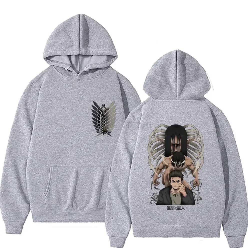 Anime Attack On Titan Men Women Hoodies Yeager Eren Graphic Printed Hooded Plus Size Sweatshirt Harajuku Streetwear PulloverXJ240812