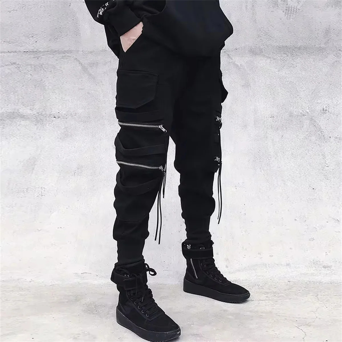 Cargo Pants Hip Hop Joggers Men Loose Harem Pants Multi-pocket Ribbon Mens Pants Trousers Casual Streetwear Sport Pants for Men 240812