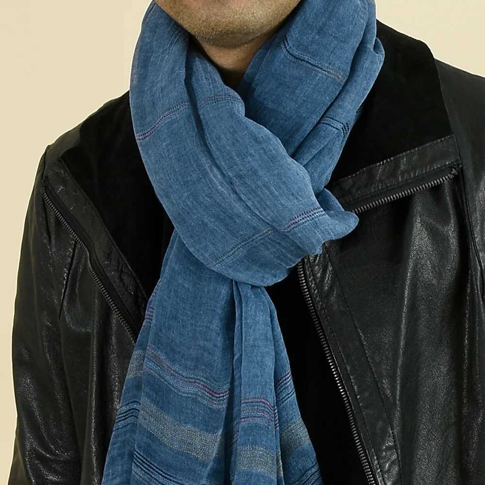 Fashion mens scarves cotton linen yarn dyed stripes mens scarves with tassels long shawls autumn mens accessories Bufanda packaging W240824