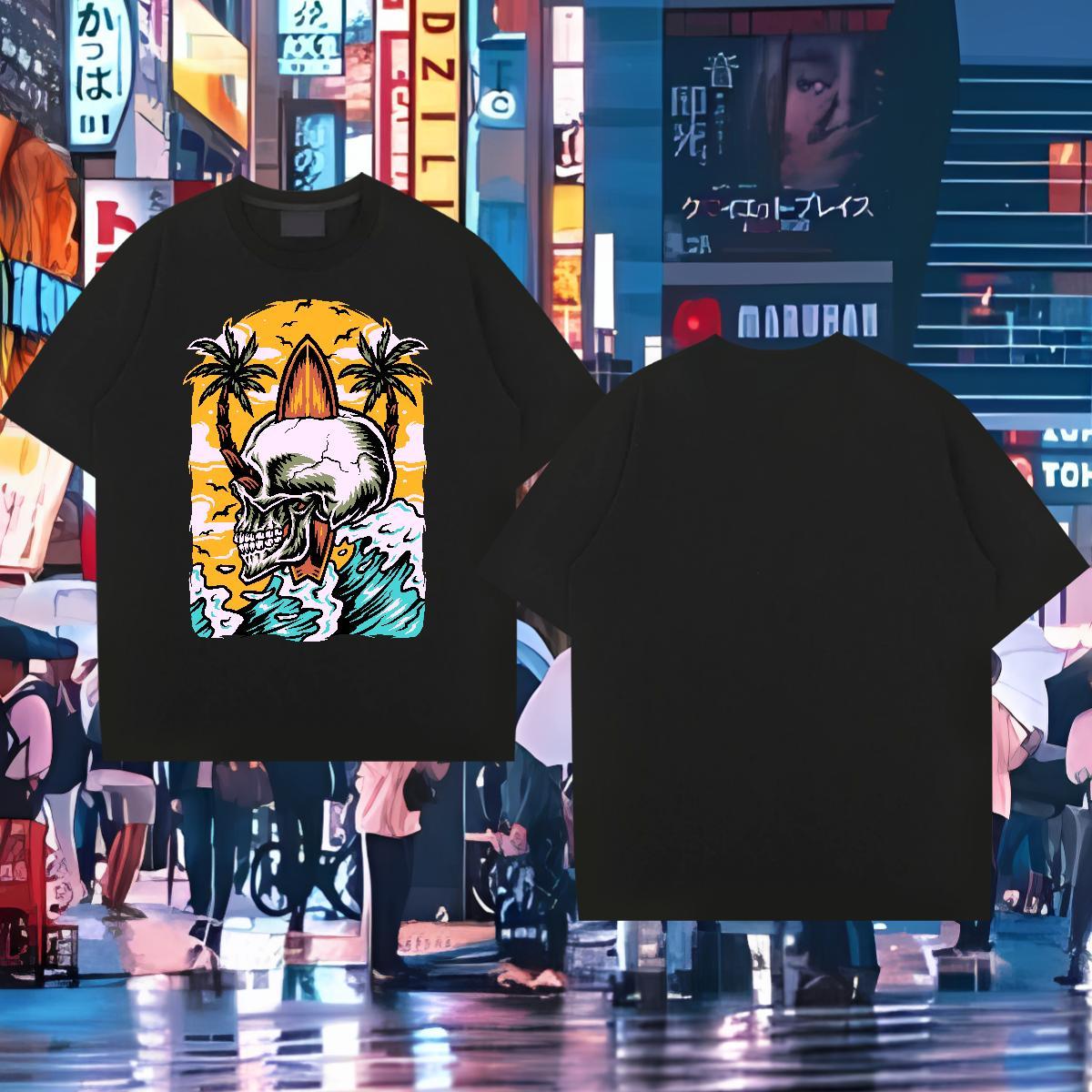 Fashion Design Mens T Shirts skull Clothings 230g Cotton Street wear Hip Hop Popular Custom Cartoon Crew Neck Breathable Couples T Shirts