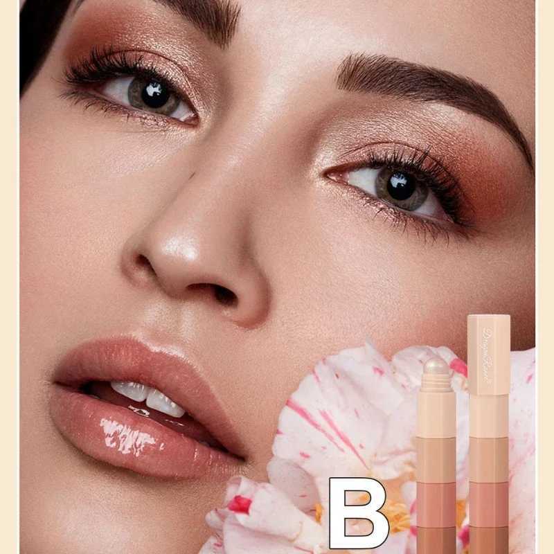 Mini Eye Shadow Stick Eyeshadow Pen Coral Brown 4 IN 1 Combo Pearlescent High Gloss Highlighter Multi-purpose Eyeshadow PenCL240812