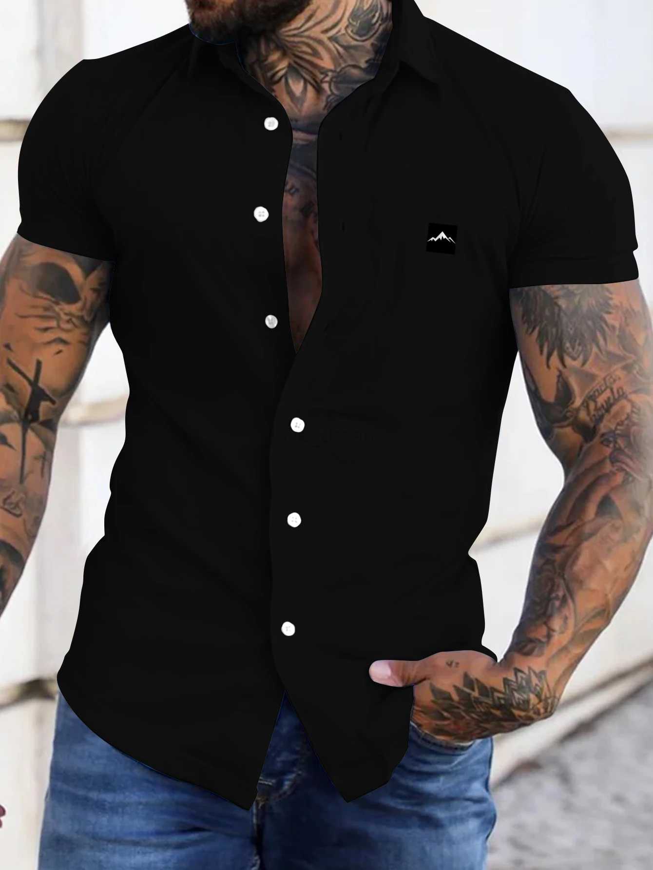 Europe and the United States mens summer casual loose cardigan mens short-sleeved shirt trend Men T-Shirt casual shirtXJ240812