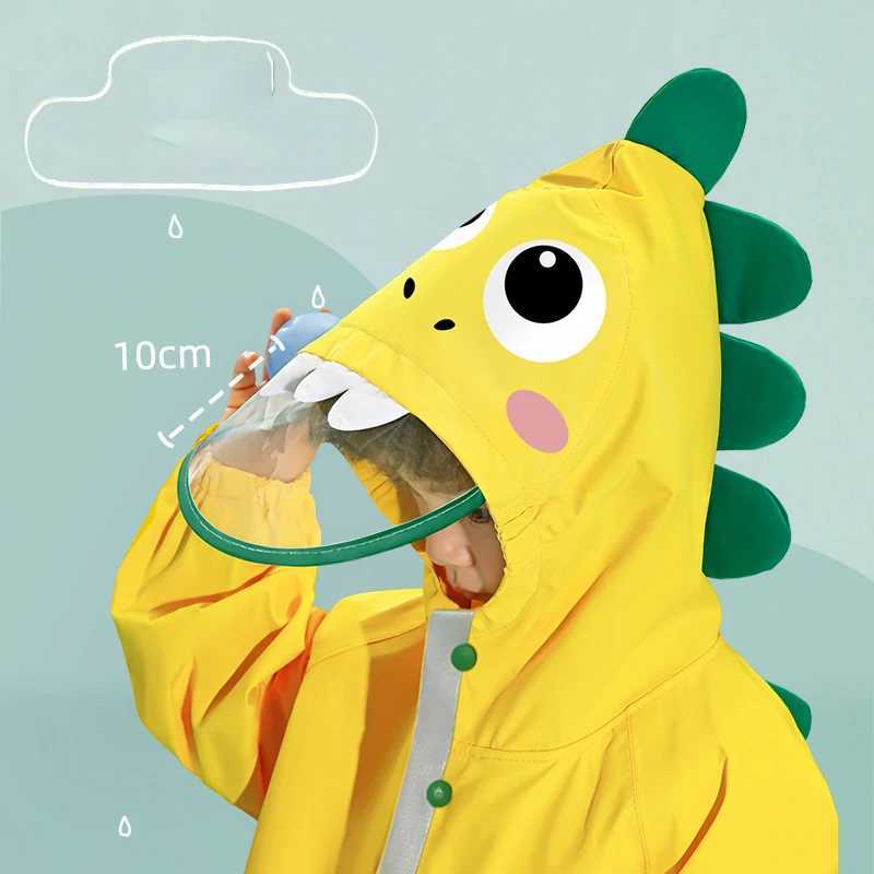 70-135cm Raincoat For Toddler Boys Girls Kids 1 3 6 Years Waterproof Zipper Rain Coat Pant Raingear Kids Playing Suit One Piece Y240810