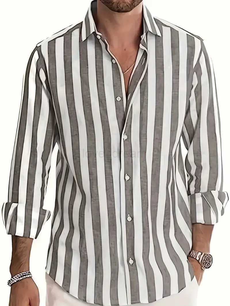 2024 New mens spring casual long sleeved Henry shirt stand up collar white tiger print fashionable button up shirt for dailXJ240812