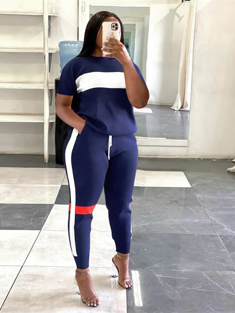 Streetwear Colorblock Tracksuit Women Two 2 Piece Set Outfits Autumn Clothes Pullover Sweatshirt Top and Pants Suits Woman Sets 240812