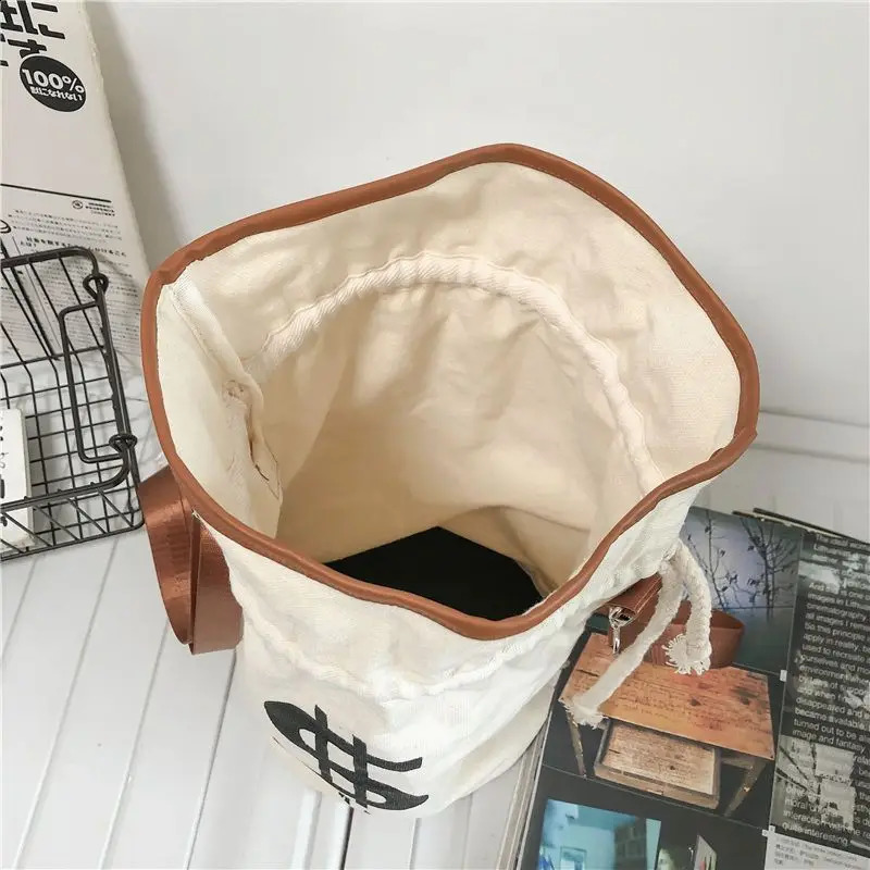 Mens womens Canvas tote bag Causual Crossbody Money Symbol High-capacity Whte Bucket Bags For Traveling Gym Commute Backpack 240812
