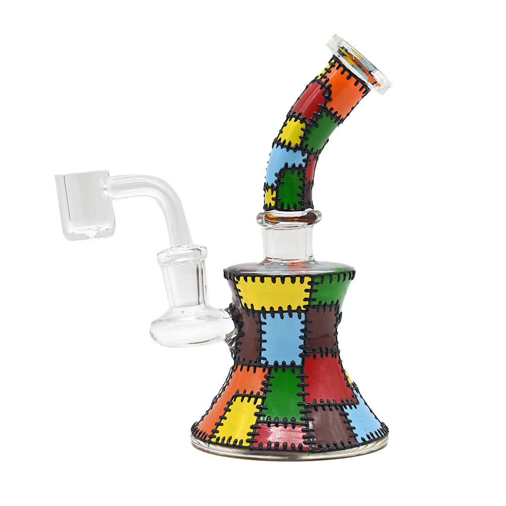 Glass Water Pipe With Jigsaw Themed Glass Bong Patchwork,Borosilicate Glass Hookah,Hand Painted,Cute Patchwork Glass Smoking Item,Smoking Accessaries,