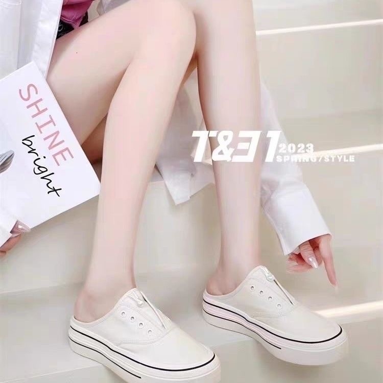 Ddmyoutdoor Summer Slim Canvas For Women New Style Eels Wear Small White Shoes Stand Out Step On Lazy Alf Slippery Outdoor