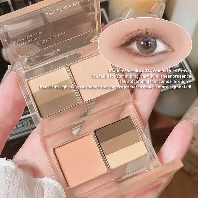 4 Colors Mini Eyeshadow Palette Pink B Natural Matte Eye Shadow Palette Long Lasting Korean Contour Powder Pigment MakeupW241212