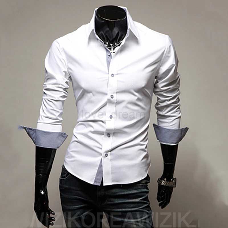 Mens Casual Shirts 2022 Single Breasted Mens Slim Fit Dress Long Sleeve Shirts Soild Male Social Shirts Designer Chemise HommeXJ240812