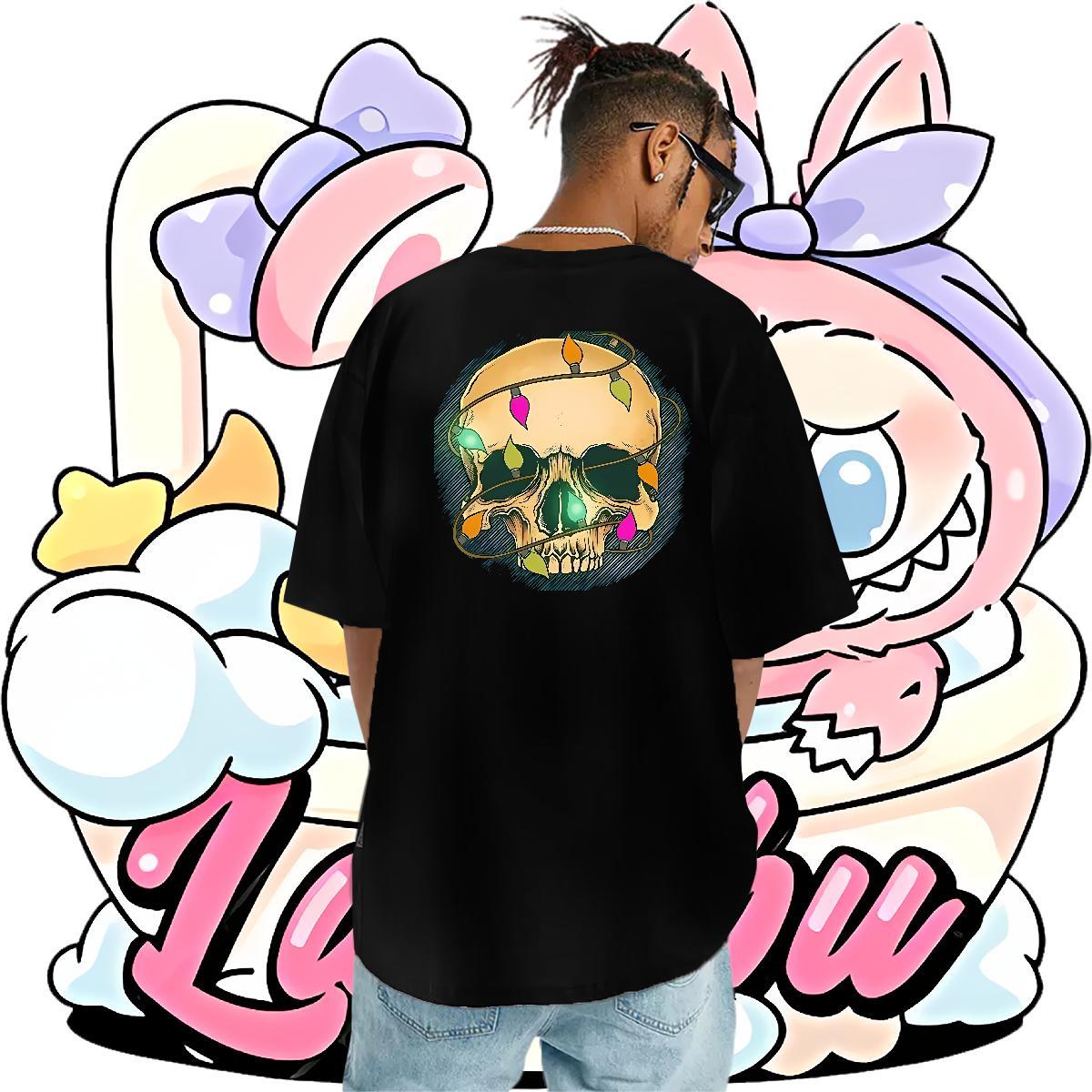 New Arrival Mens T Shirts skull Clothings 230g Cotton Outdoor Loose Oversized 4XL Breathable Crew Neck Mens Tshirts