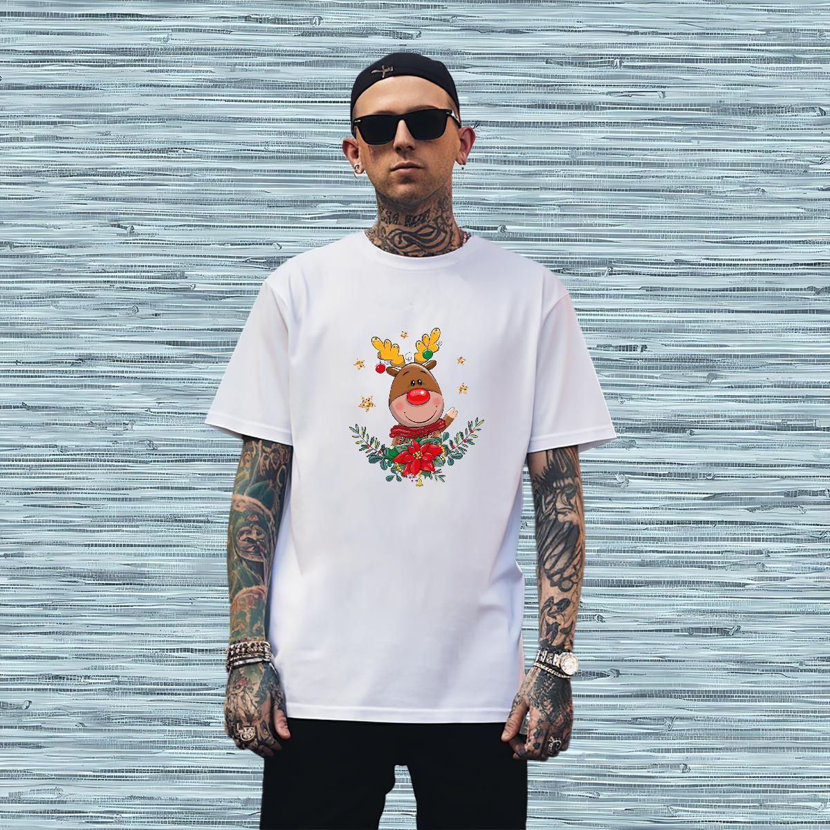 Cool Design T-Shirts for Men Christmas Breathable Short Sleeve Street wear Hip Hop Oversized 230g 100% Cotton Tshirt for Man Woman Fashion Design Tops