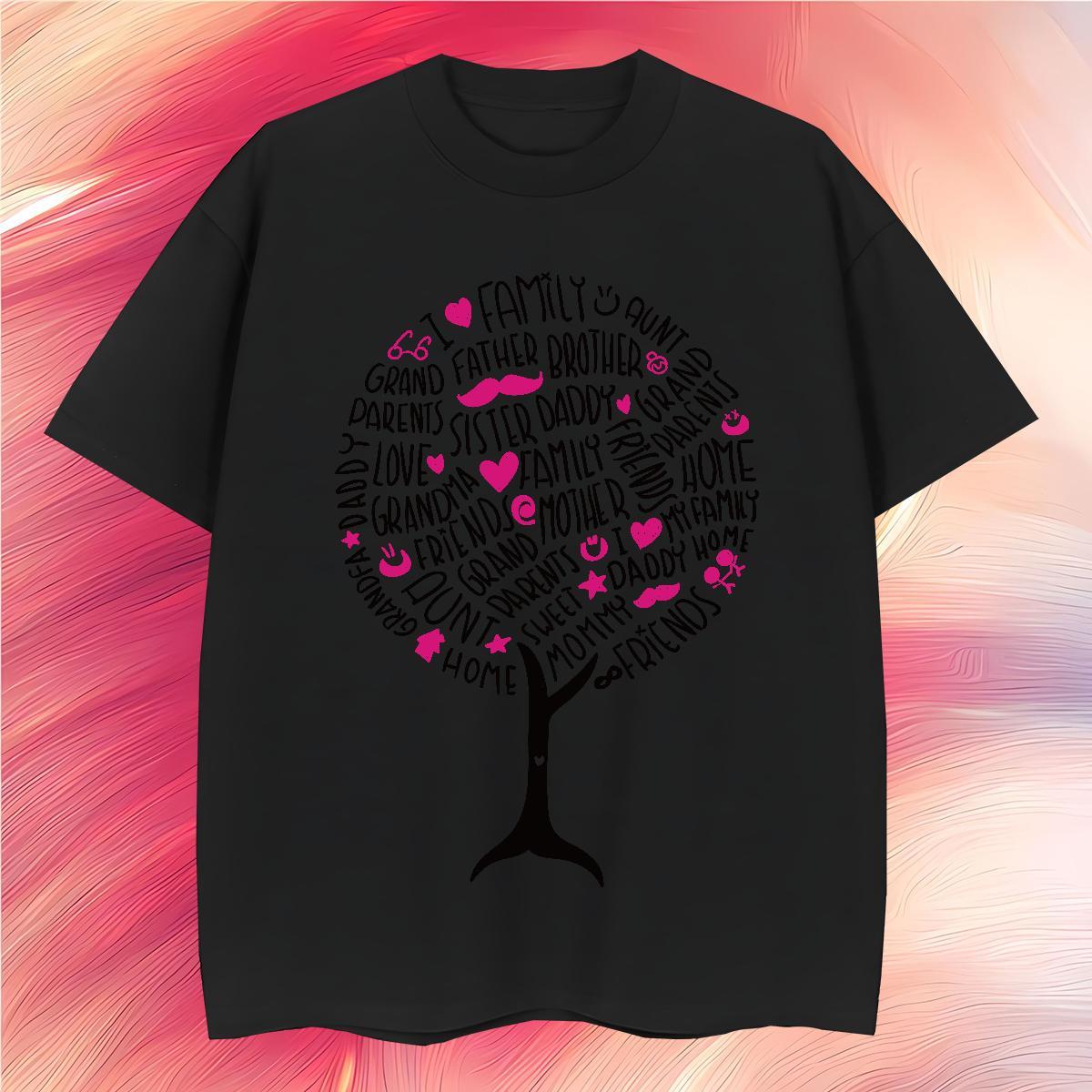 2024 100% Cotton 230g T Shirt For Man tree Casual Beach Men Clothes T-Shirt Tshirts Round Neck Short Sleeve Cool Design Anime Print