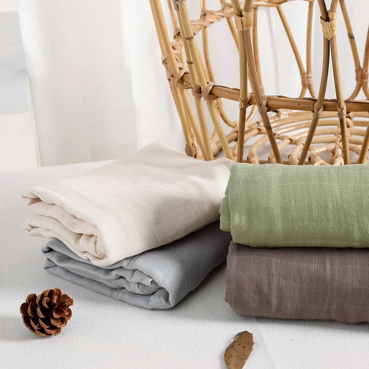 Elinfant solid color bamboo cotton plain swadi blanket summer baby bath towel newborn swadi packaging receiving blanketW240810