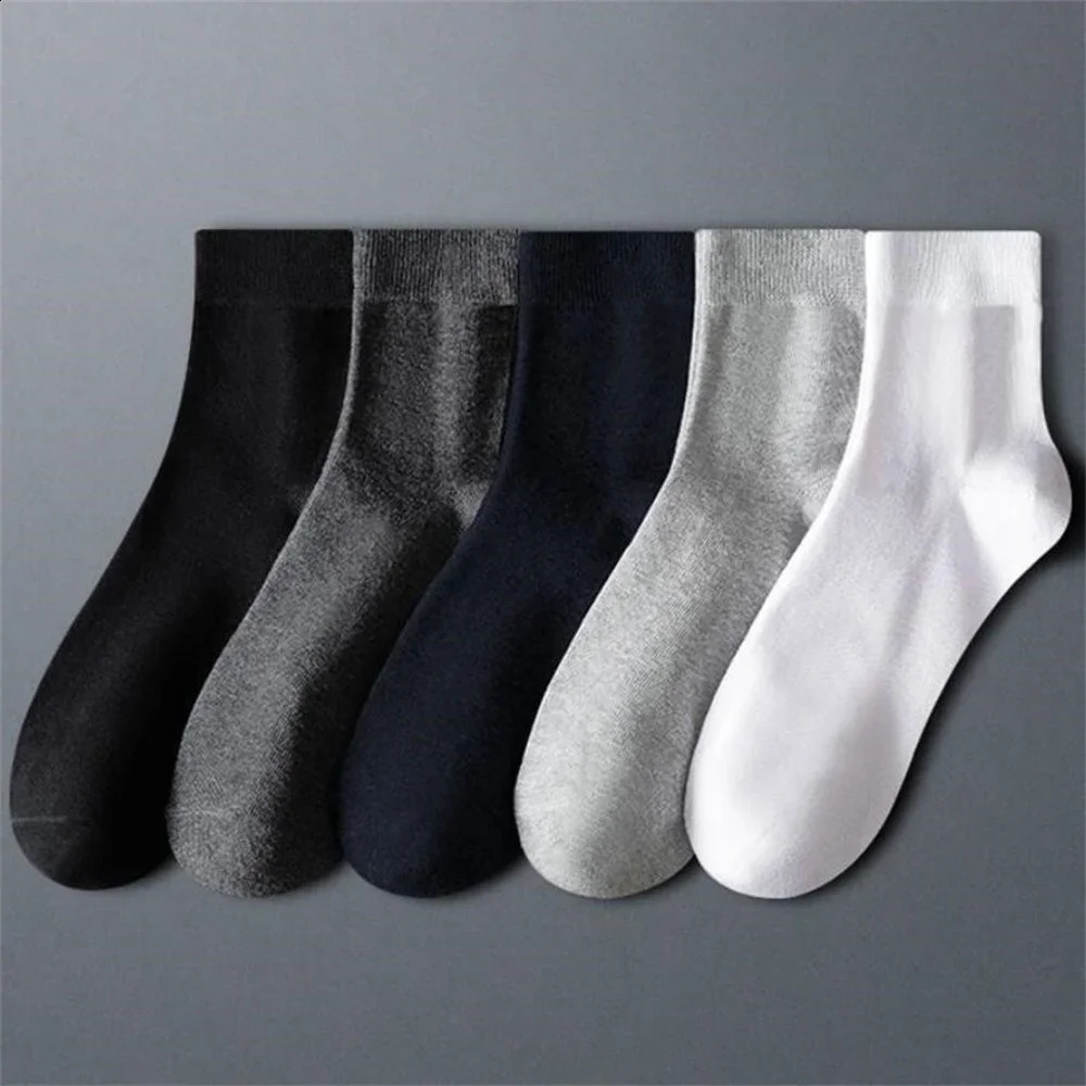 10 PairSet Fast Send Mid Length Cotton Socks Men Solid Color Antibacterial Deodorant Sweat Absorbing Simple Socks 240812